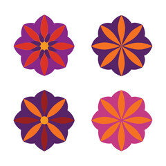 Four decorative floral mandala designs in various vibrant colors for creative projects
