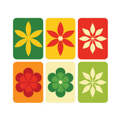 Six colorful floral patterns in a retro style perfect for decorative designs and graphics