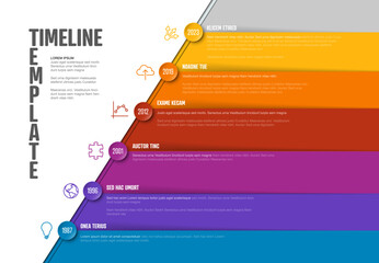 A professional and modern timeline template showing years, events, and milestones in a gradient design. Use this timeline template for business reports, history presentations, or project planning.
