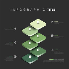A modern infographic template presents a step-by-step process with six numbered steps. This versatile infographic design is ideal for visualizing hierarchy, process flows, or simple numbered steps.