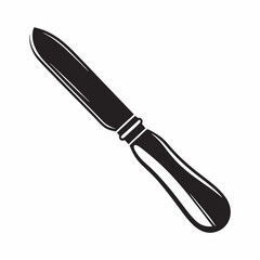 Fototapeta premium Kitchen knife with wooden handle in simple black silhouette 