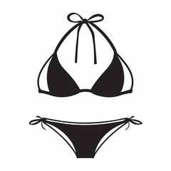 Black bikini set with halter top and tie-side bottoms  