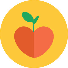 Heart shaped fruit with sprout illustration a vibrant and simple graphic design