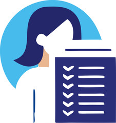 Woman holding checklist document icon representing task management and organization