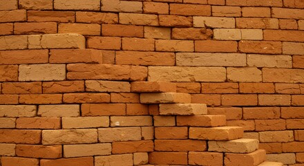 Obraz premium Orange Brick Wall with Irregular Stacking Pattern