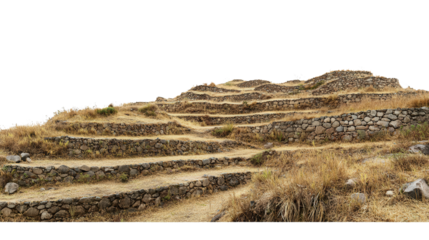 Ancient terraced field from Andes Transparent background, PNG file