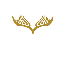 Golden wings symbol on a deep black backdrop, evoking a sense of flight