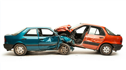 Fototapeta premium Two Cars Collided isolated on white background