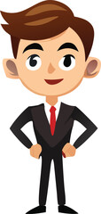Cartoon illustration of a confident young businessman in a suit