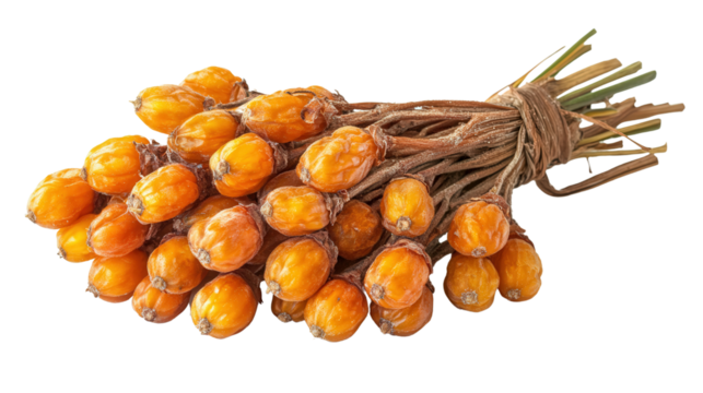 Bactris gasipaes fruit cluster Transparent background, PNG file