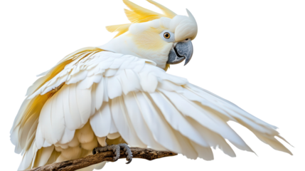 Beautiful cockatoo with yellow crest Transparent background, PNG file