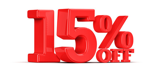 15 Percent Off Sale Sign 3D Number Discount