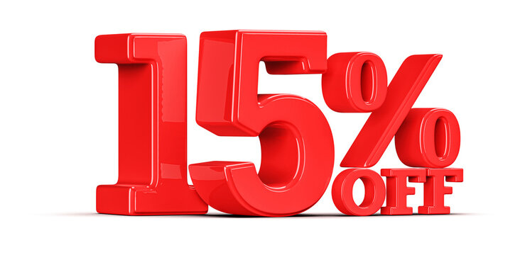 15 Percent Off Sale Sign 3D Number Discount
