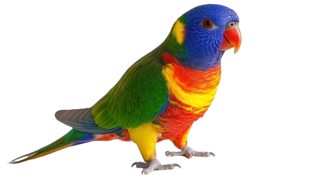 Beautiful rainbow lorikeet perched Transparent background, PNG file