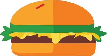 A simple illustration of a delicious cheeseburger with lettuce