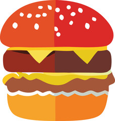 A delicious double cheeseburger illustration with sesame seed bun