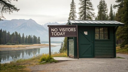 Closed visitor center amidst serene nature landscape remote location photography peaceful environment scenic viewpoint isolation