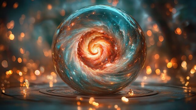 Crystal sphere, swirling nebula - Powered by Adobe