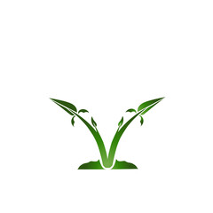 Abstract botanical design showcasing vibrant green growth against a dark backdrop