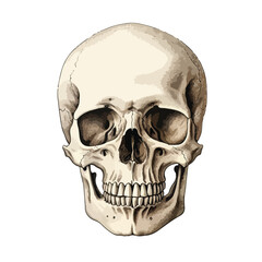 Detailed Human Skull Male for Medical and Biological Sciences in Vector Illustration