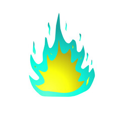 Stylized digital illustration of vivid, fantastical azure and yellow flame depiction
