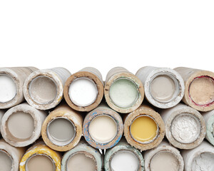 Paint cans colorful assortment artistic diy renovation