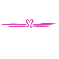 Minimalist Heart Motif with Symmetrical Pink Lines on Stark Black Background