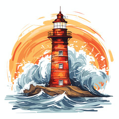 Detailed Lighthouse Vector Illustration for Nautical Concepts and Maritime Designs