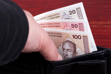 Bosnia-Herzegovina Convertible Marka in the black wallet