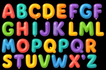 Colorful balloon alphabets spell out a message, vibrant and eye-catching. Isolated on transparent background.