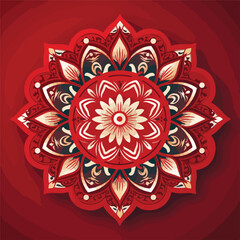 Intricate Mandala Design on Red Background for Relaxation and Decorative Purposes