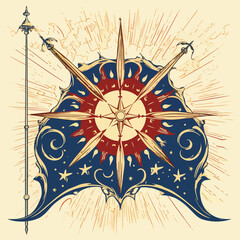 Authentic Medieval Flag Symbol Vector Illustration for Historical Designs