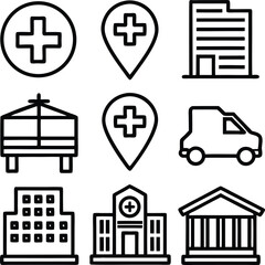 Collection of medical and healthcare related line icons