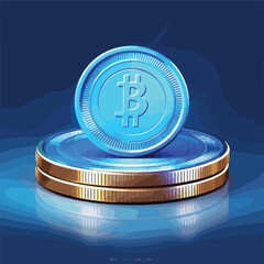 Professional Illustration of Isolated Blue Lines Money Coin Vector Graphic