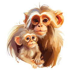 Adorable Monkeys Mom and Baby Animals Vector Illustration for Nursery Decor and Wildlife Design Projects