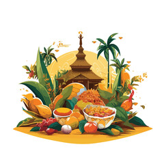 Onam Harvest Festival Celebration Isolated Vector Illustration for Designs