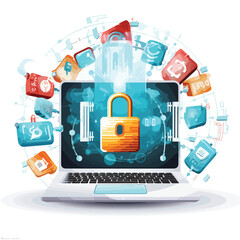 Professional Online Secure Shopping and Transactions Vector Illustration for E-commerce Websites and Digital Security Concepts