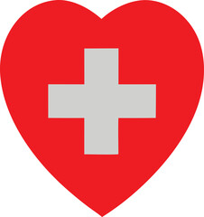 Red heart with a white cross symbol of medical care and compassion