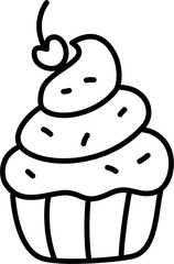 hand drawn illustration of a cupcake