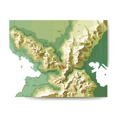 Detailed Military Force Paper Map Icon for Isolated Vector Illustration