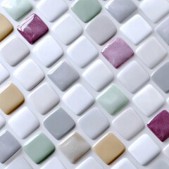 Fototapeta premium Neutral Grid of Small Square Ceramic Tiles