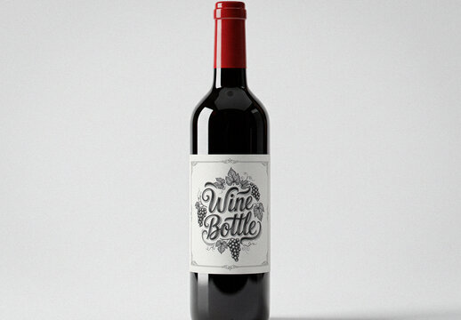 Red Wine Bottle Mockup