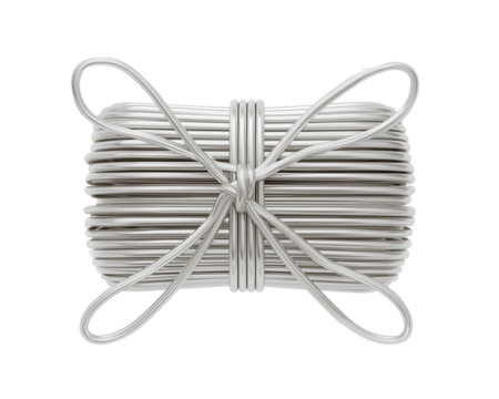 Silver wire bundle tied with bow for crafting and jewelry