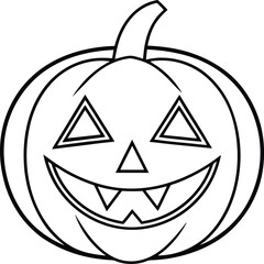 Funny Jack-o'-Lantern Pumpkin Line Art Vector for Halloween and Autumn Crafts