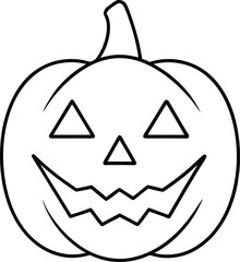 Halloween Pumpkin Jack-o'-Lantern Line Art Vector – Spooky Face Outline Illustration