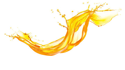 Fresh orange juice splashing mid-air, isolated on transparent background