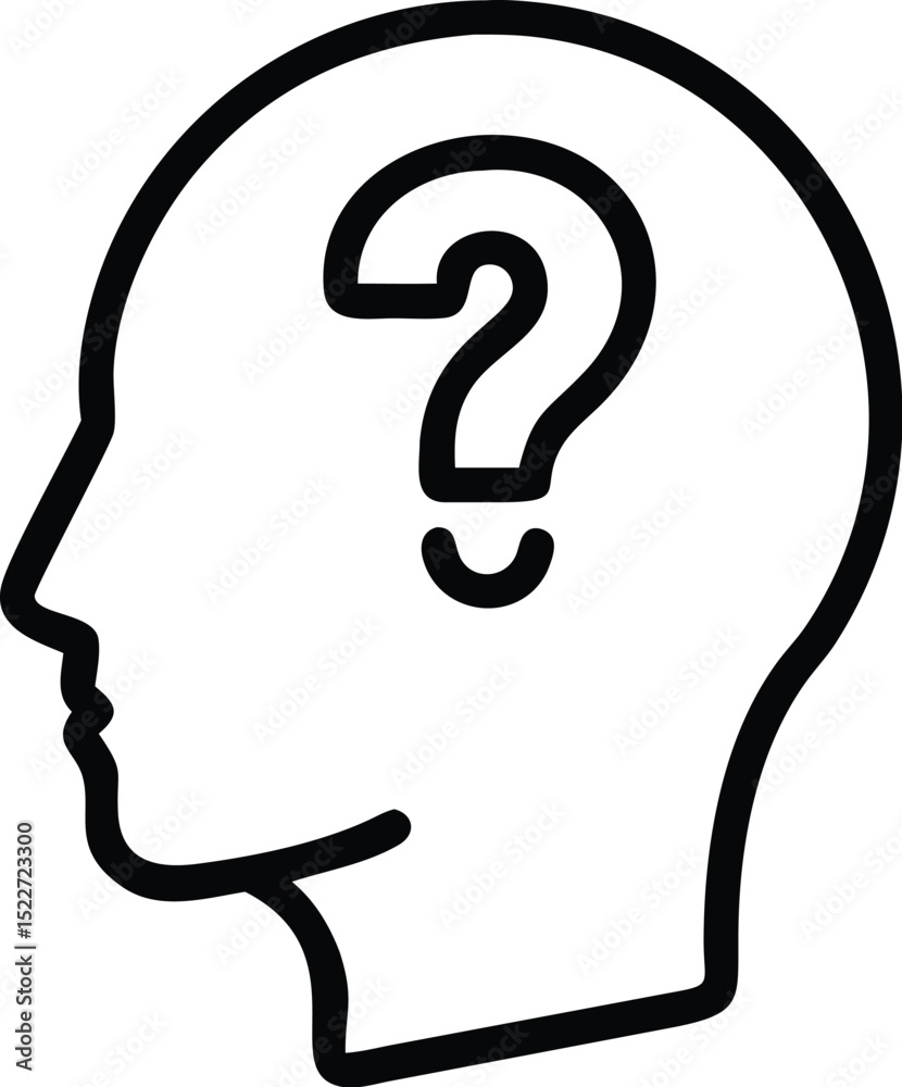 Poster question mark in head concept for problem solving idea generation and decision making process icon d