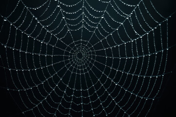 Obraz premium Spider web with water droplets isolated on transparent background.