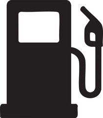 Black Silhouette of a Gas Station Pump with a Hose and Nozzle Icon simple