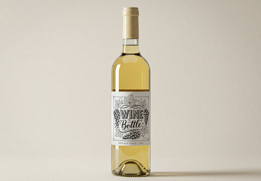 White Wine Bottle Mockup